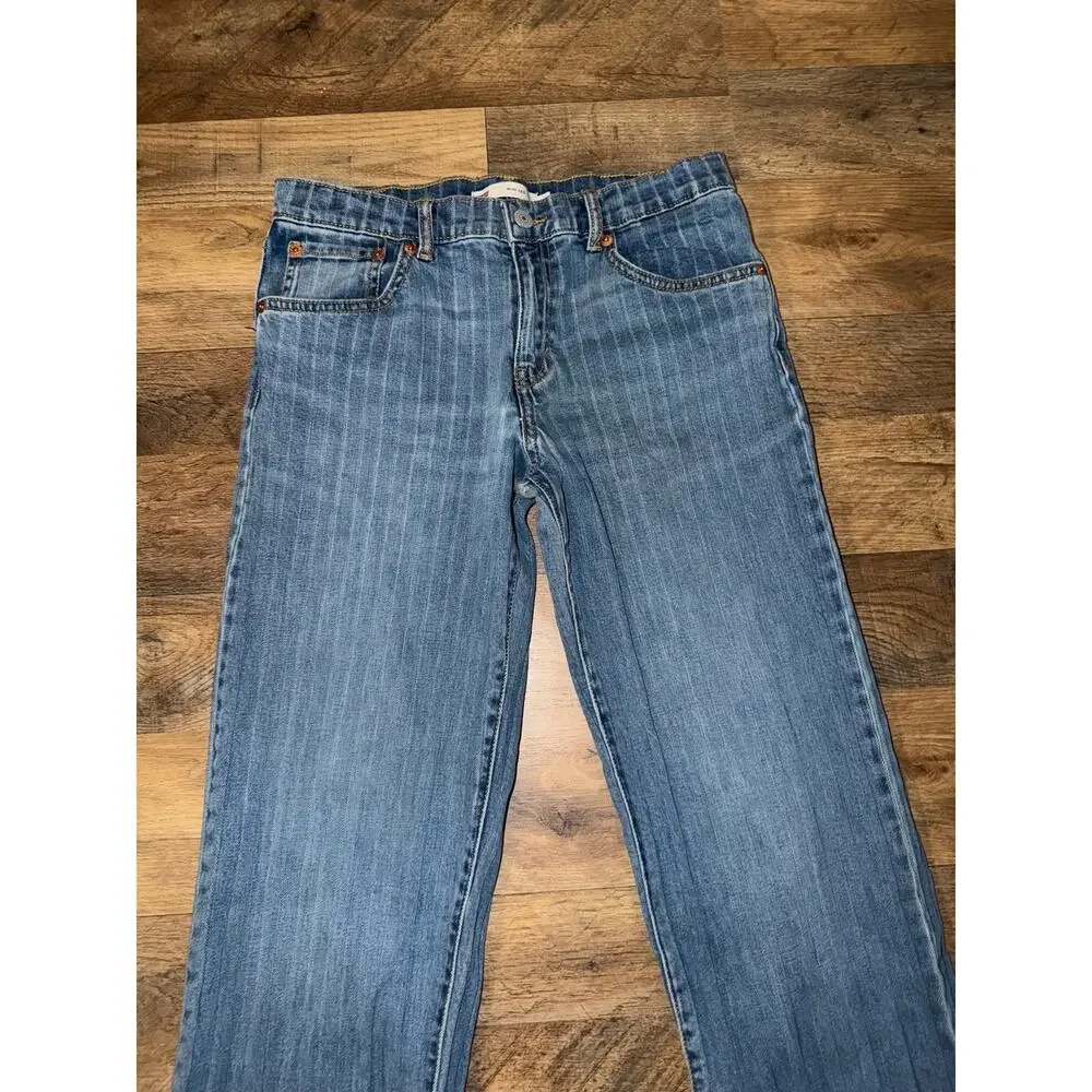 Levi’s girls stripe wide leg blue jeans with adjustable waistband